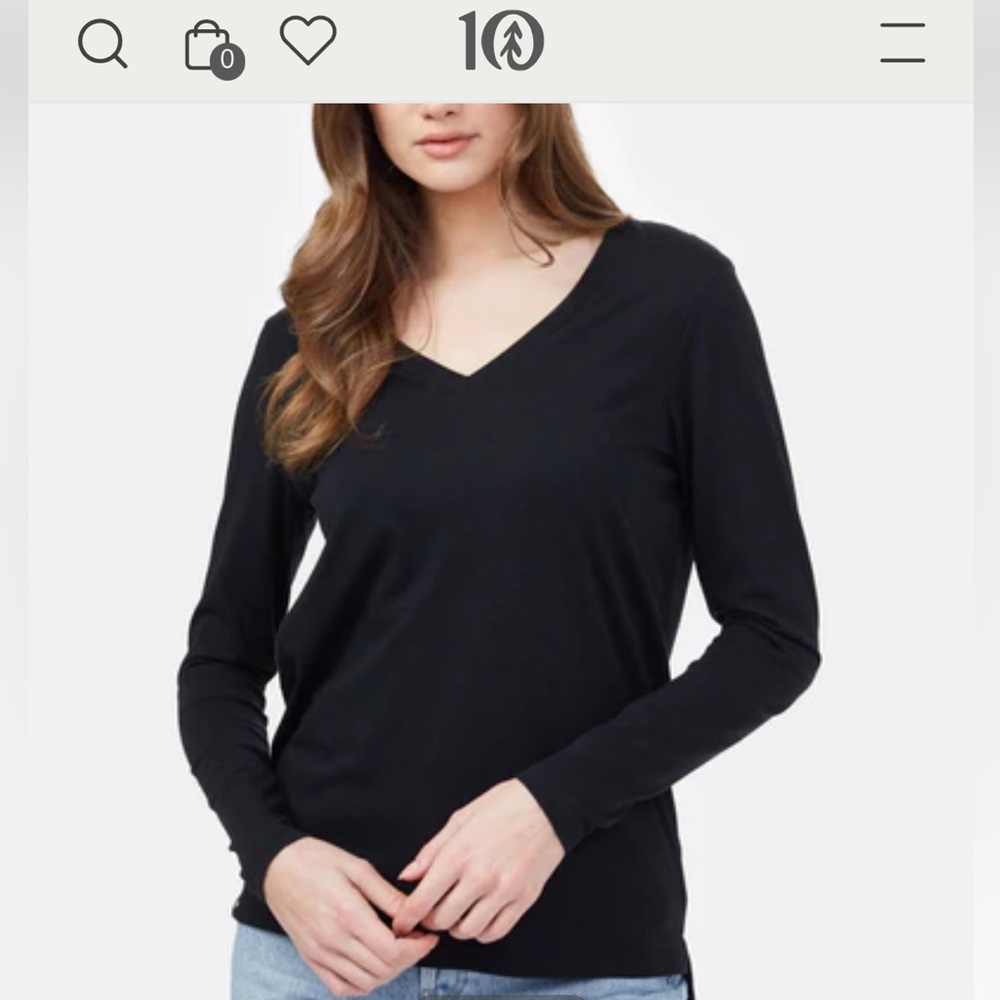 Tentree tree blend V-neck long sleeve meteorite black top size Large